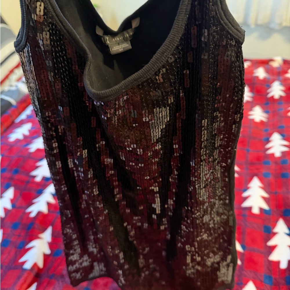 A/X Armani Exchange Black Sequin Tank Top